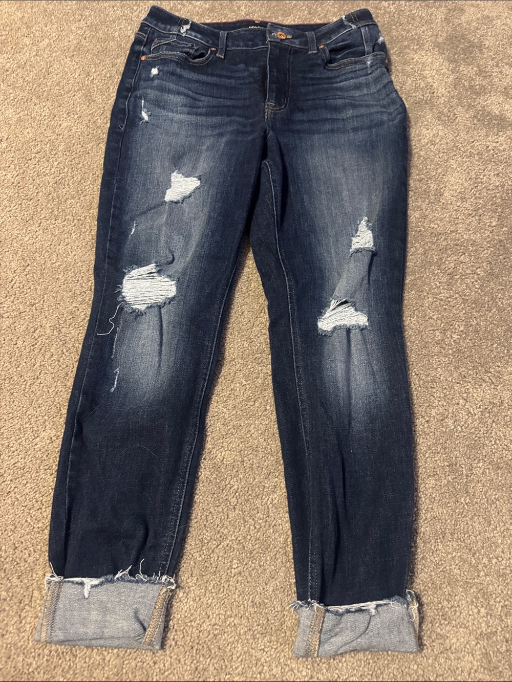 Women's Dark Wash Distressed Ankle Jeans